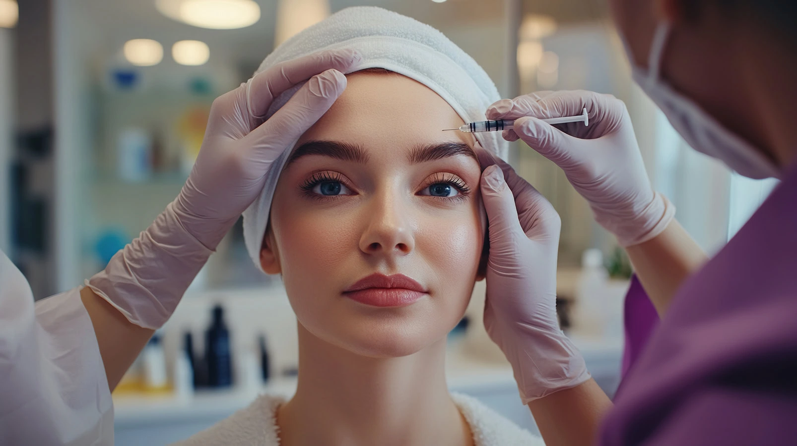 Woman receiving injectable treatments at Aesthetic Lab in Modesto, Turlock, and Stockton, CA.