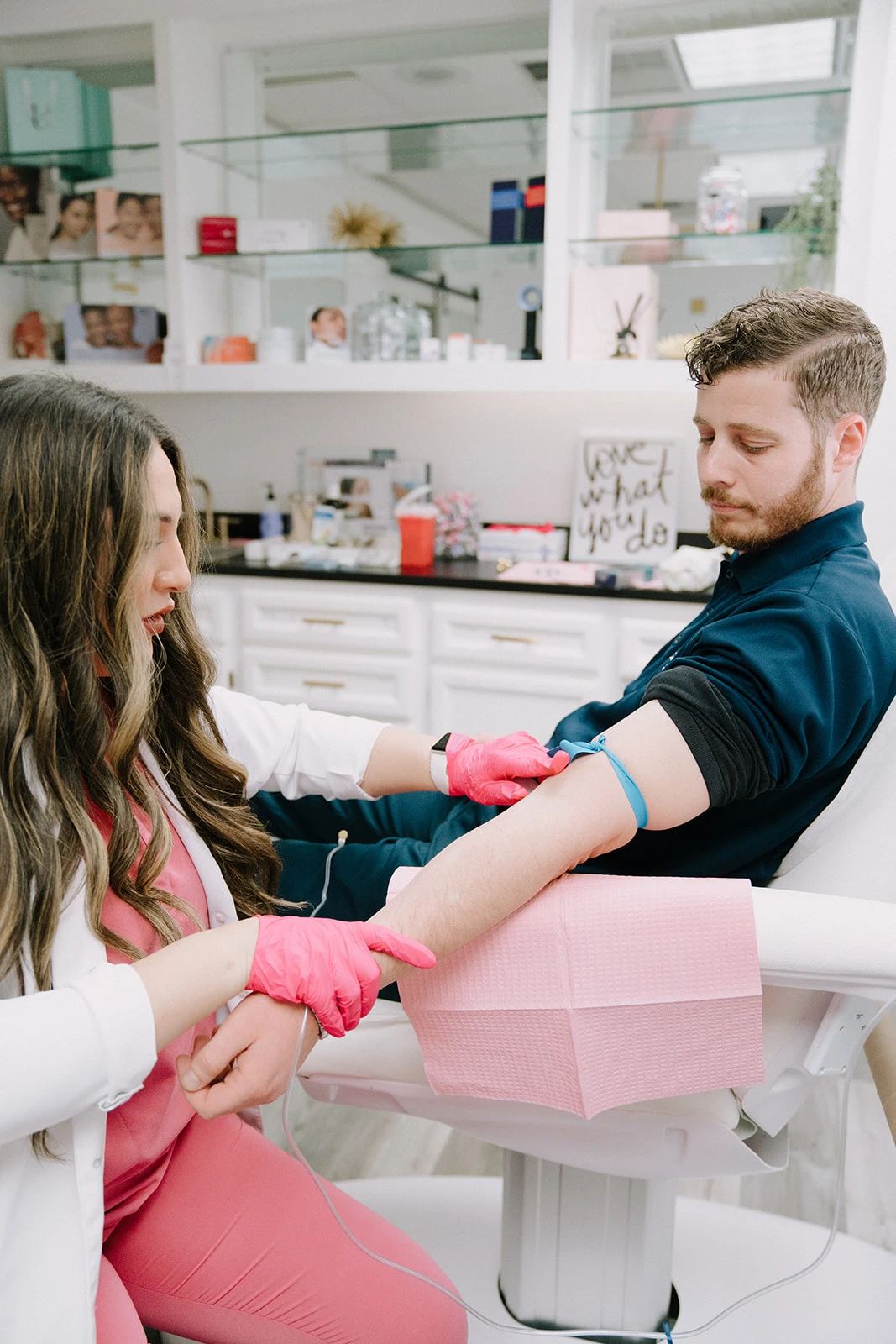 Client receiving NAD Therapy in Modesto, Turlock, Stockton, CA at Aesthetic Lab
