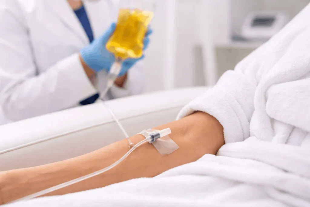 Client receiving NAD+ Therapy in Modesto CA at Aesthetic Lab