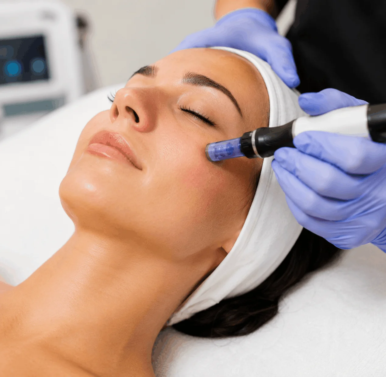 Professional microneedling procedure for facial rejuvenation and skin renewal.
